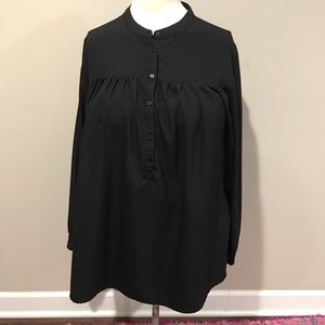 Just Fab 3/4 Button Up Top Black Size 2X Preowned